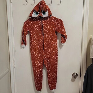 Cat & Jack Giraffe Pajamas With Hood Size XS‎ 4/5 Zip-Up Girls Fun Warm Comfy